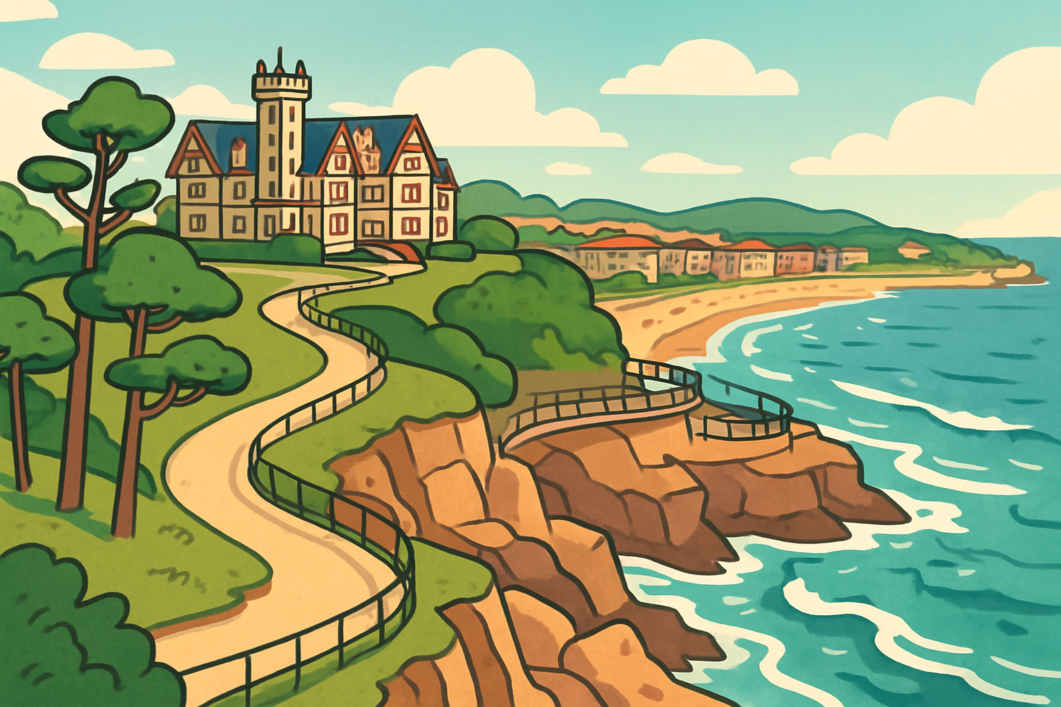 Ilustración de la Península de la Magdalena, el Sardinero y las playas urbanas de Santander